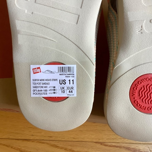 Fitflop Surfer Weave Striped Men’s Toe-Post Sandal Sandstone - Picture 14 of 16